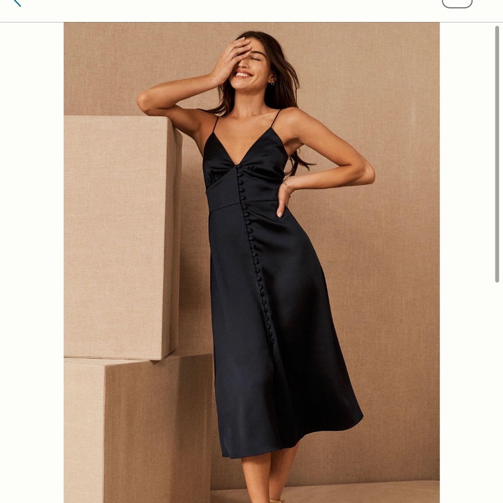 Anthropologie Maren Satin Charmeuse Dress ~ Midnight ~ size 4
